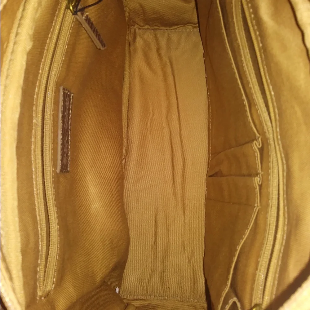 Casual Corner Gold Metallic Leather Women’s Satchel Tote Purse Bag - Picture 3 of 7